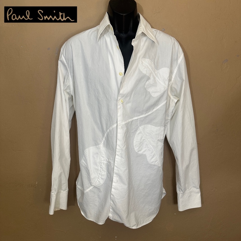 Paul Smith Long Sleeve Shirt - XL Trim cut,  leaf motif, Gently worn 100% cotton